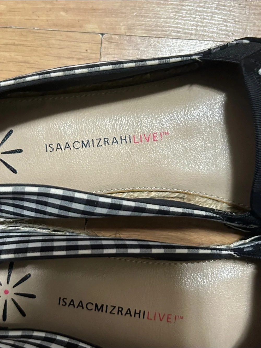 Isaac Mizrahi Black & White Gingham Espadrille Flats Size 8.5 NWOT